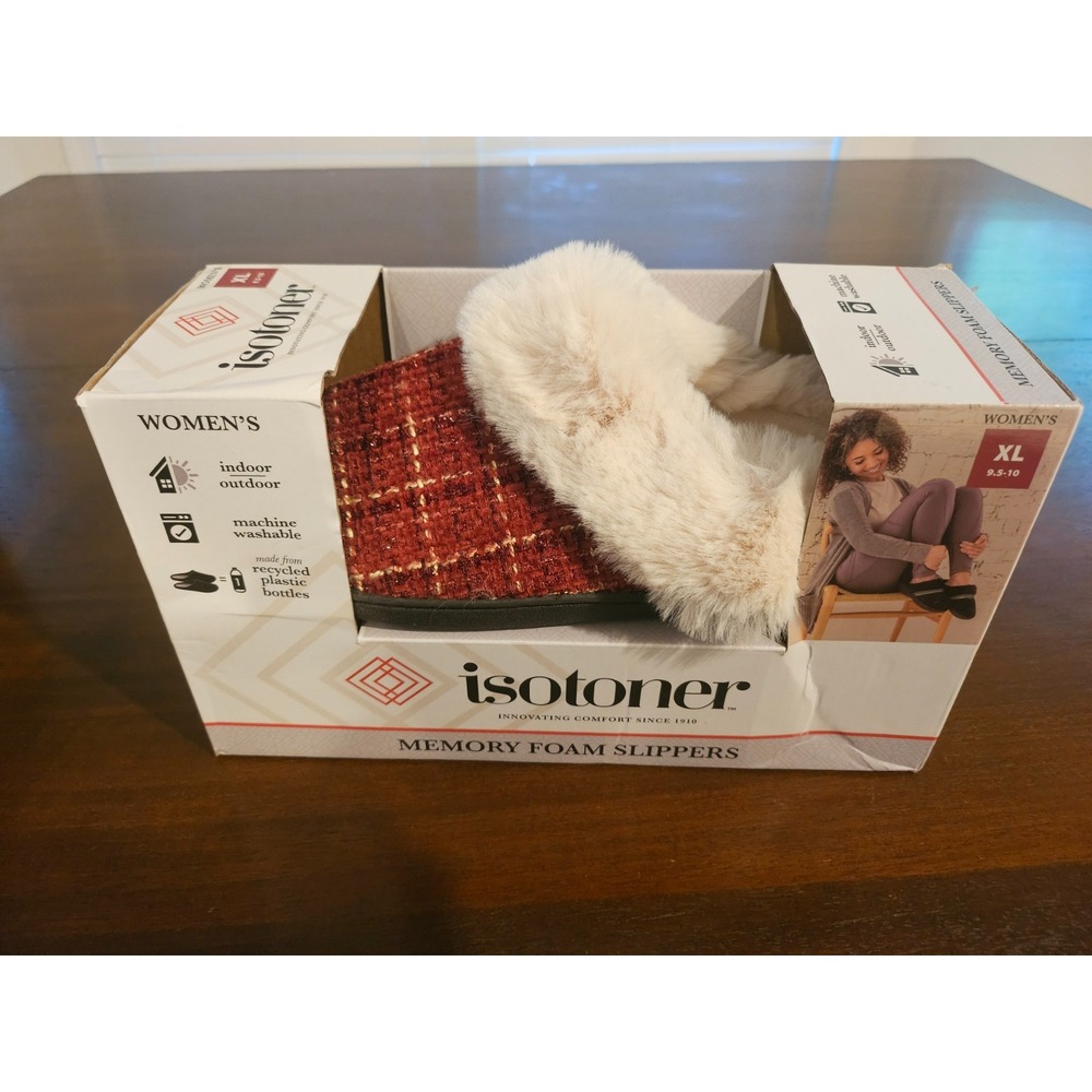 Isotoner Ladies Memory Foam Comfort Chili Pepper Red Slippers XL 9.5 - 10